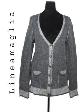 Lineamaglia Made in Italy Cardigan Sweater with Front Pockets Size Large